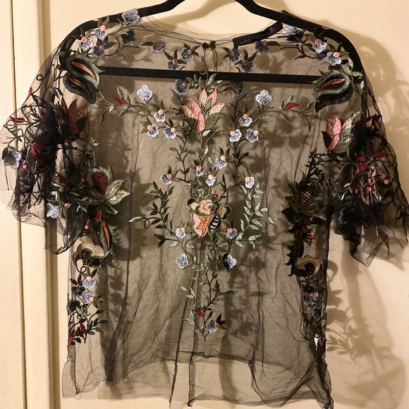 Zara Tops - Zara Black embroider Blouse